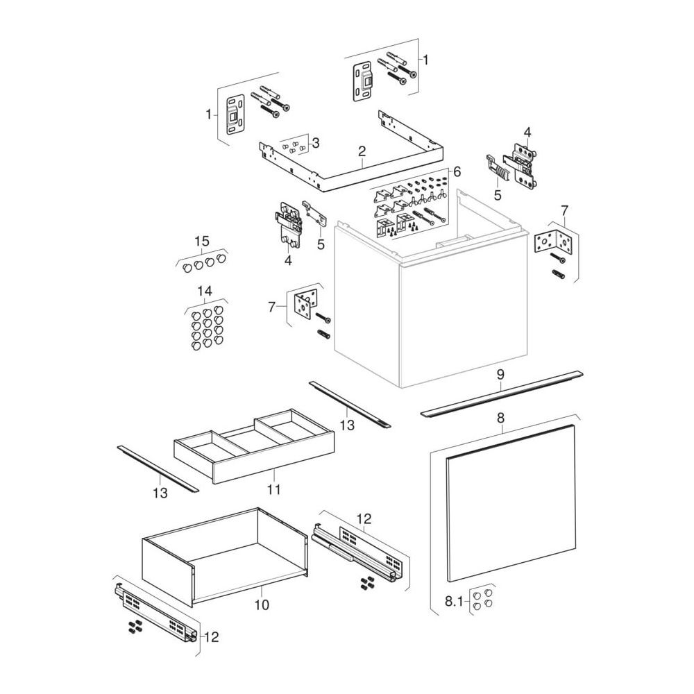 Geberit Acanto Unterschrank für WT 1 Schublade/Innenschublade verkürzte Ausl. WT 75c... GEBERIT-503009JH1 4025410143556 (Abb. 7)