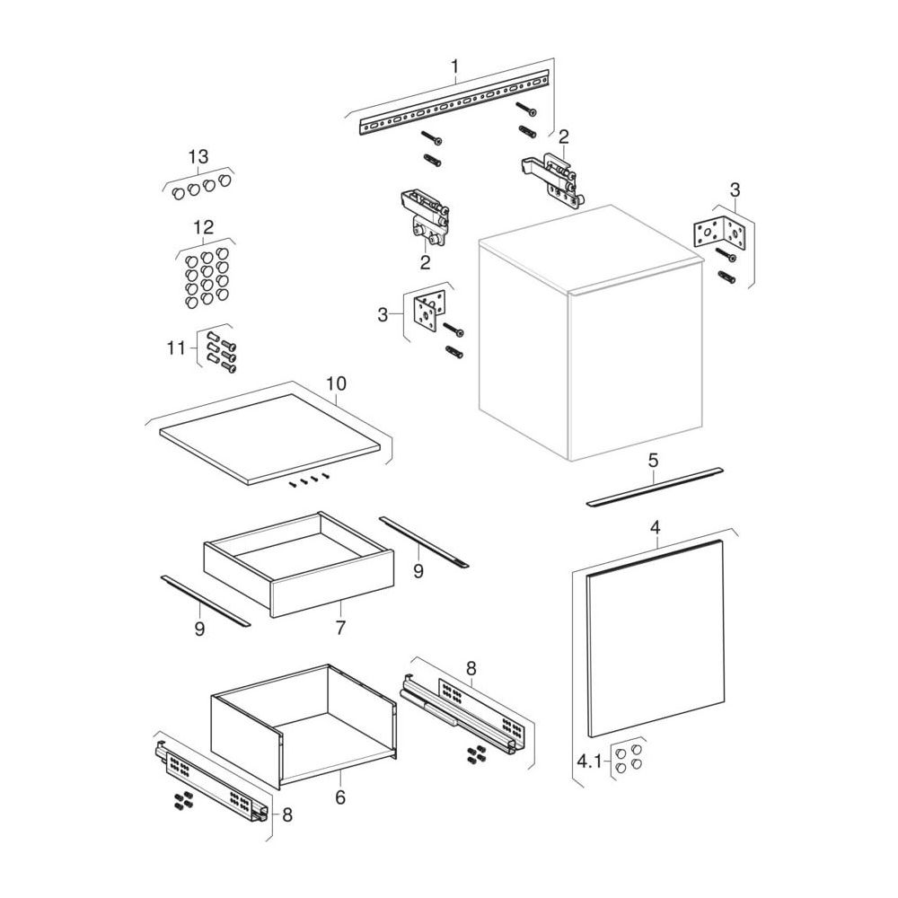 Geberit Acanto Seitenschrank 1 Schublade/Innenschublade H 52cm, Lava lackiert matt/p... GEBERIT-503010JK1 4025410143785 (Abb. 7)