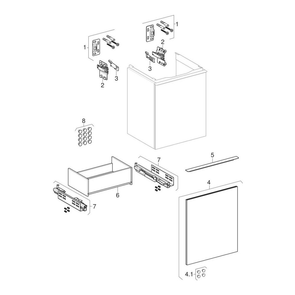 Geberit Acanto Unterschrank für Handwaschbecken, 1 Schublade WT 45cm, Lava lackiert ... GEBERIT-503002JK1 4025410134578 (Abb. 7)