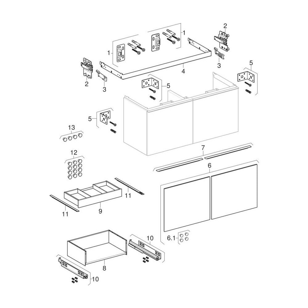 Geberit Acanto Unterschrank für Doppelwaschtisch 2 Schubladen/Innenschubladen WT 120... GEBERIT-503007JK1 4025410143488 (Abb. 7)