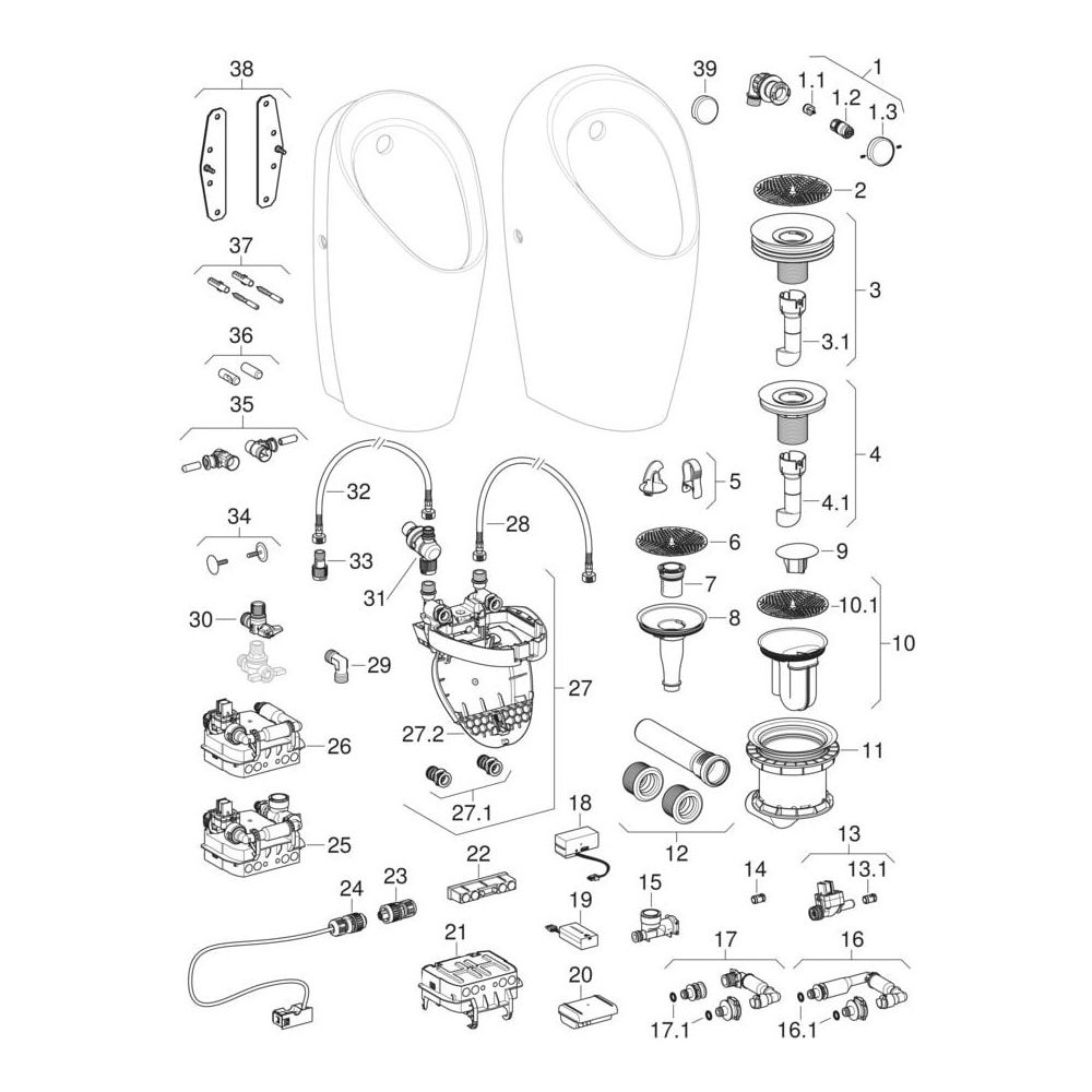 Geberit Preda Urinal mit integrierter Steuerung, Generatorbetrieb Zulauf hinten, We... GEBERIT-116074001 4025416529903 (Abb. 11)