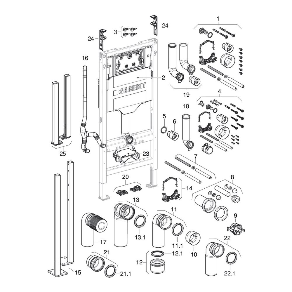 Geberit Duofix Element für Wand-WC 112cm, für Metall-, Holzständerwände, mit Sigma U... GEBERIT-111350006 4064746029691 (Abb. 6)