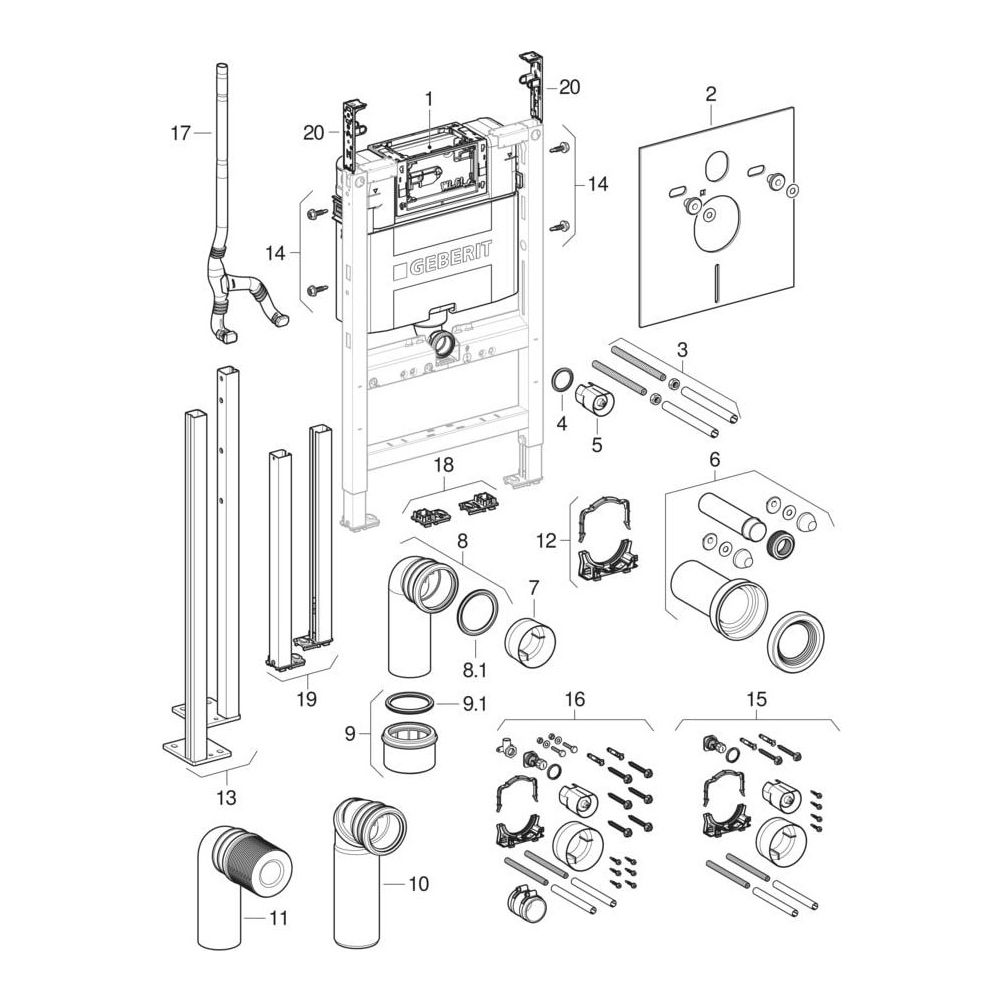 Geberit Duofix Element für Wand-WC 82cm, für Metall-, Holzständerwände, mit Omega Un... GEBERIT-111003002 4064746023897 (Abb. 6)