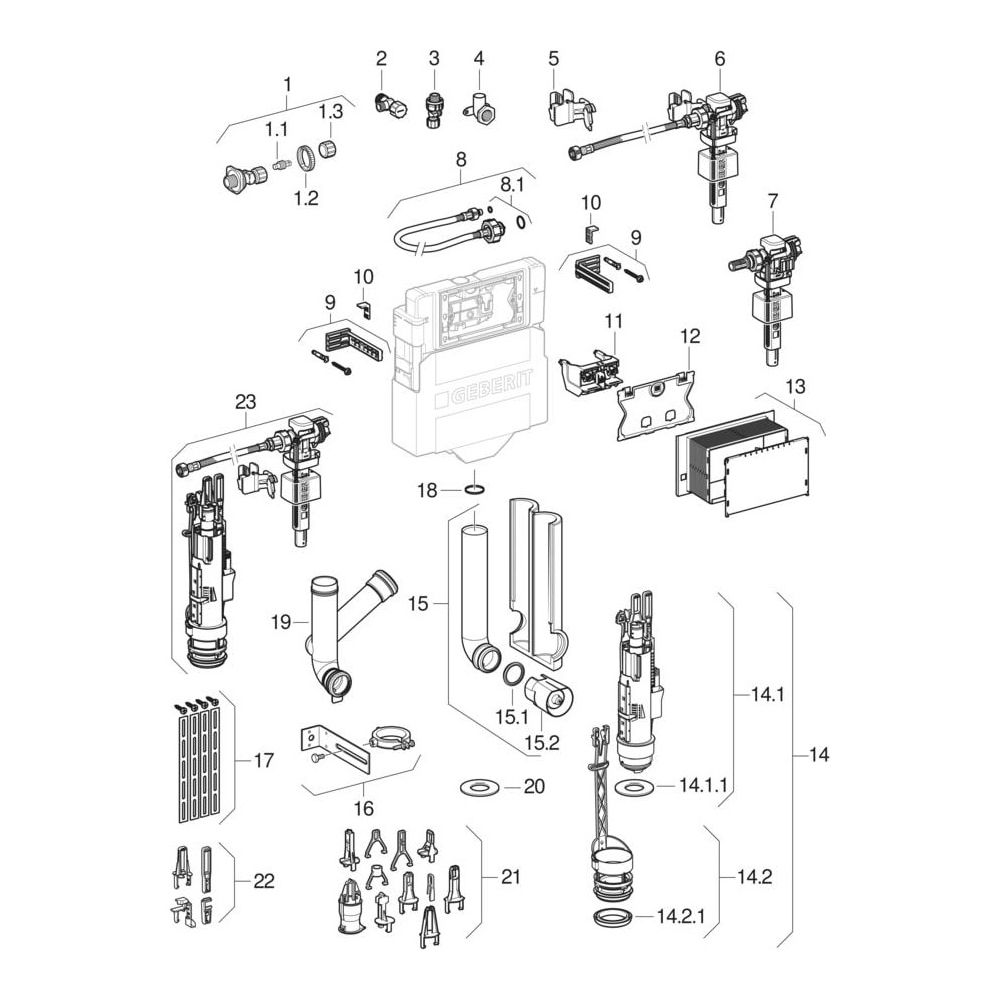 Geberit Kombifix Element für Wand-WC 108cm, mit Sigma Unterputzspülkasten 12cm, für... GEBERIT-110367005 4025416933953 (Abb. 20)