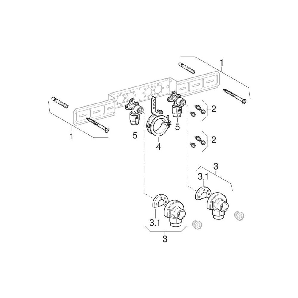Geberit PushFit Anschlusswinkel 90 Grad vormontiert, 2-fach, schallgedämmt, d 16mm, ... GEBERIT-650290001 4025416957928 (Abb. 8)