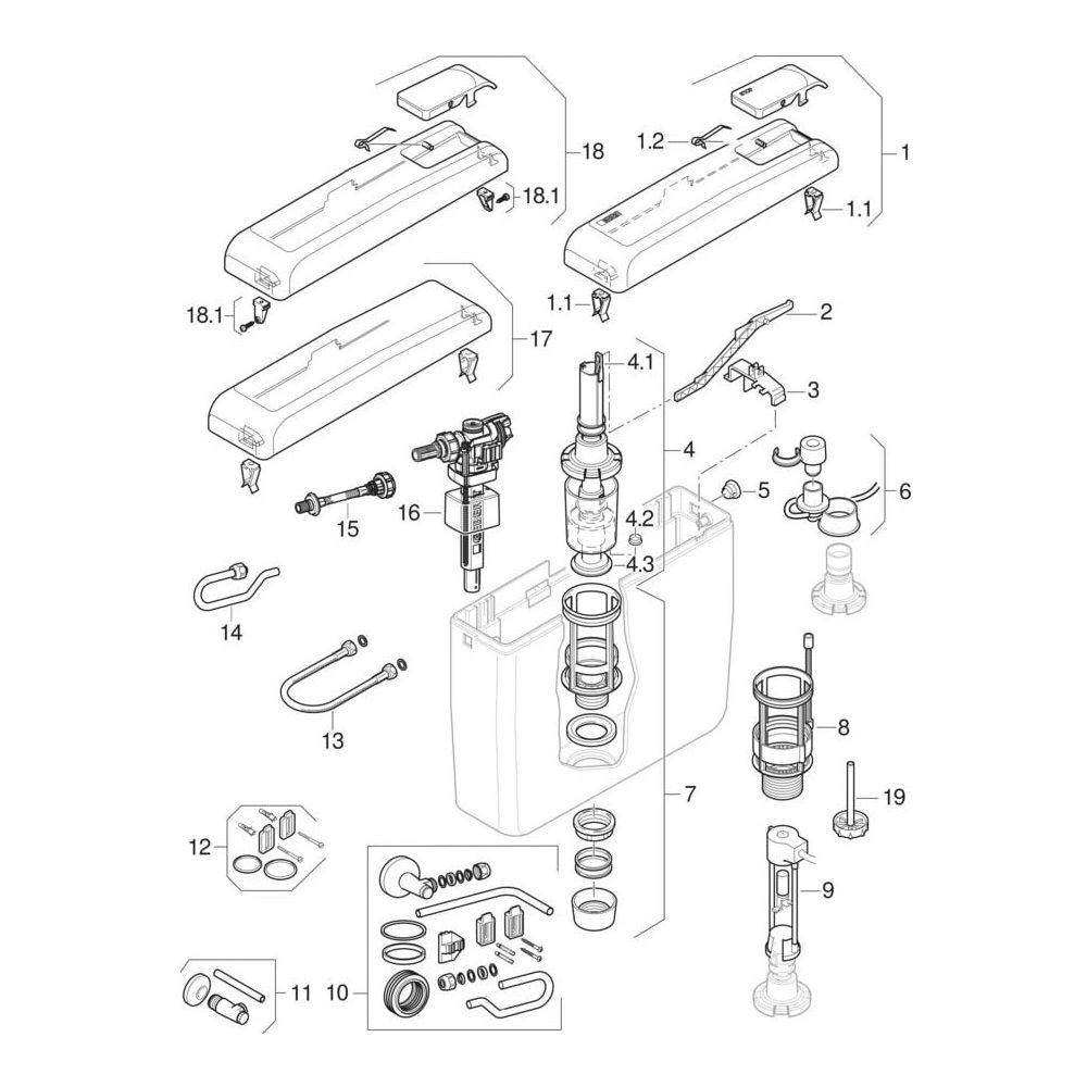 Geberit Aufputz 127 Aufputzspülkasten Spül-Stopp-Spülung Bahama-Beige... GEBERIT-127000101 4025416009092 (Abb. 10)