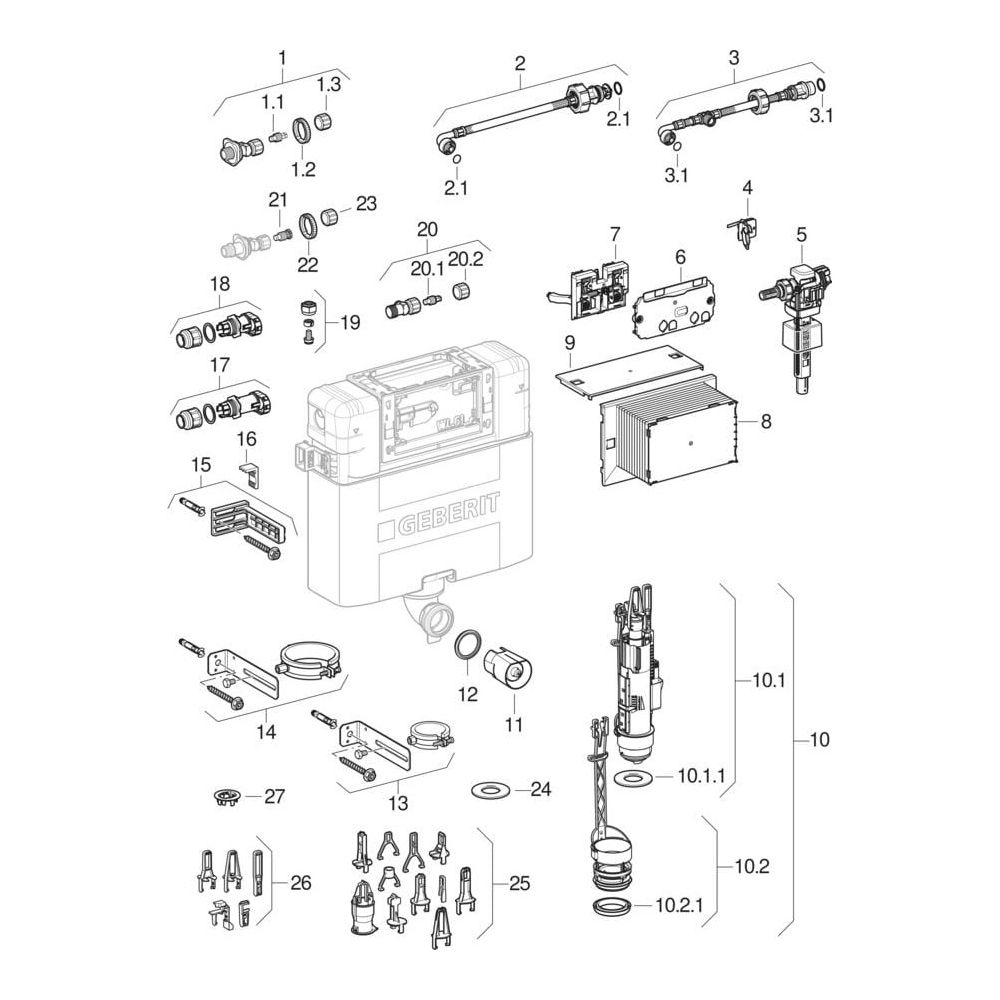 Geberit Kombifix Element für Wand-WC 106cm, mit Omega Unterputzspülkasten 12cm... GEBERIT-110020001 4025416301769 (Abb. 16)