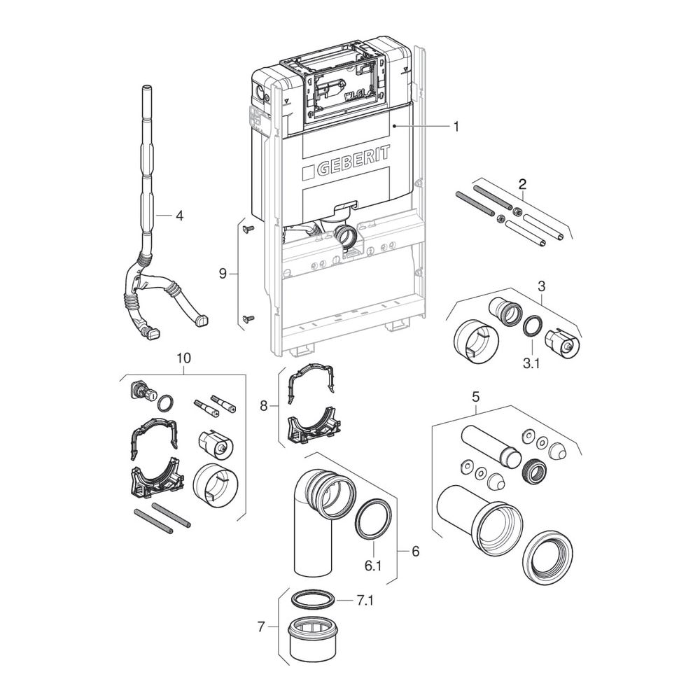 Geberit GIS Element für Wand-WC, 100cm mit Omega Unterputzspülkasten 12cm... GEBERIT-461151002 4064746023859 (Abb. 6)