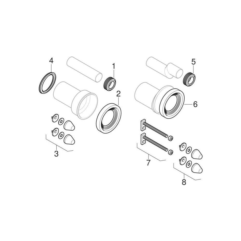 Geberit Anschlussset für Wand-WC, Länge 18,5cm Außendurchmesser 110mm, Mattverchromt... GEBERIT-152422461 4025416018759 (Abb. 6)