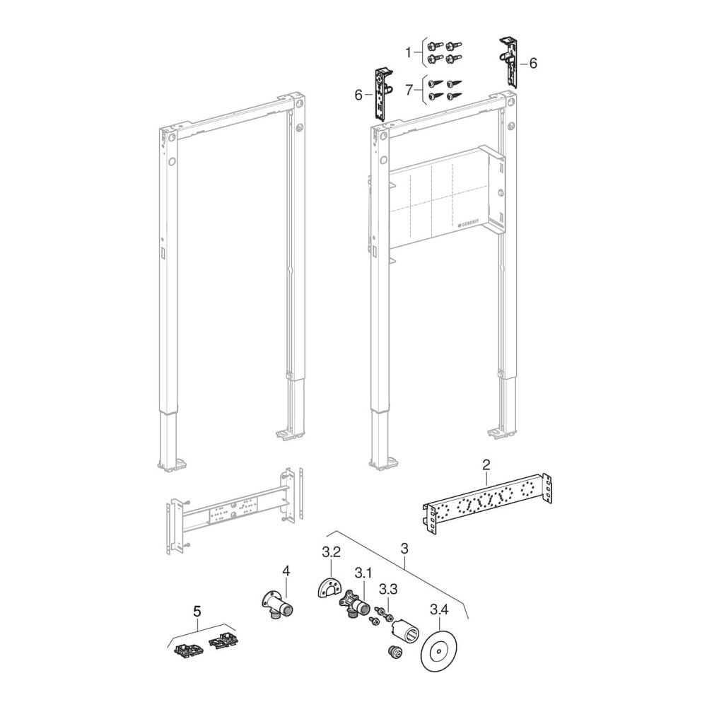 Geberit Duofix Element für Dusche, Badewanne 98-112cm, Wandarmatur Aufputz, für Meta... GEBERIT-111740002 4064746031076 (Abb. 6)
