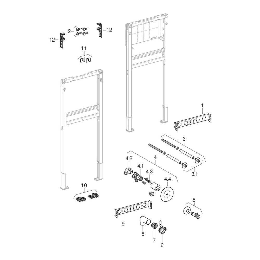 Geberit Duofix Element für Waschtisch 112cm, für Trockenbau, Standarmatur... GEBERIT-111430001 4025416441991 (Abb. 8)