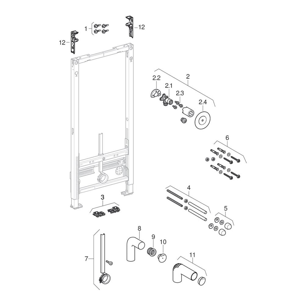 Geberit Duofix Element für Bidet, 112cm, für Trockenbau, universell Breite 50cm, Tie... GEBERIT-111510001 4025416445463 (Abb. 8)