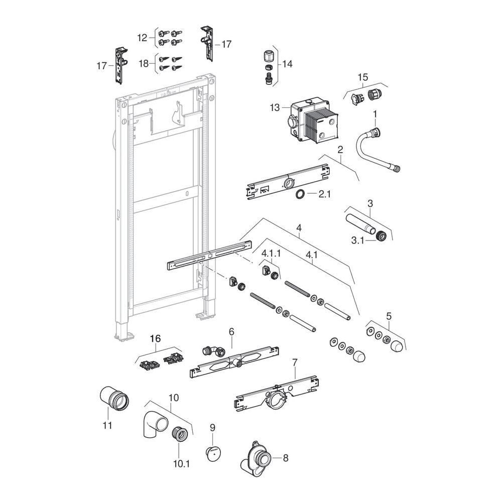 Geberit Duofix Element für Urinal, 112-130cm universell, für Metall-, Holzständerwän... GEBERIT-111616002 4064746030802 (Abb. 6)