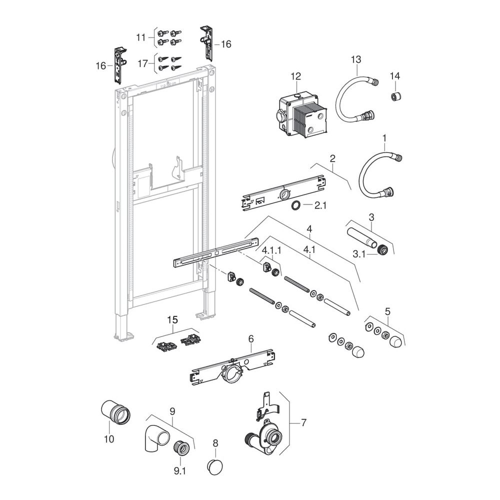 Geberit Duofix Element für Urinal, 112-130cm universell, für verdeckte Urinalsteueru... GEBERIT-111689002 4064746031007 (Abb. 6)