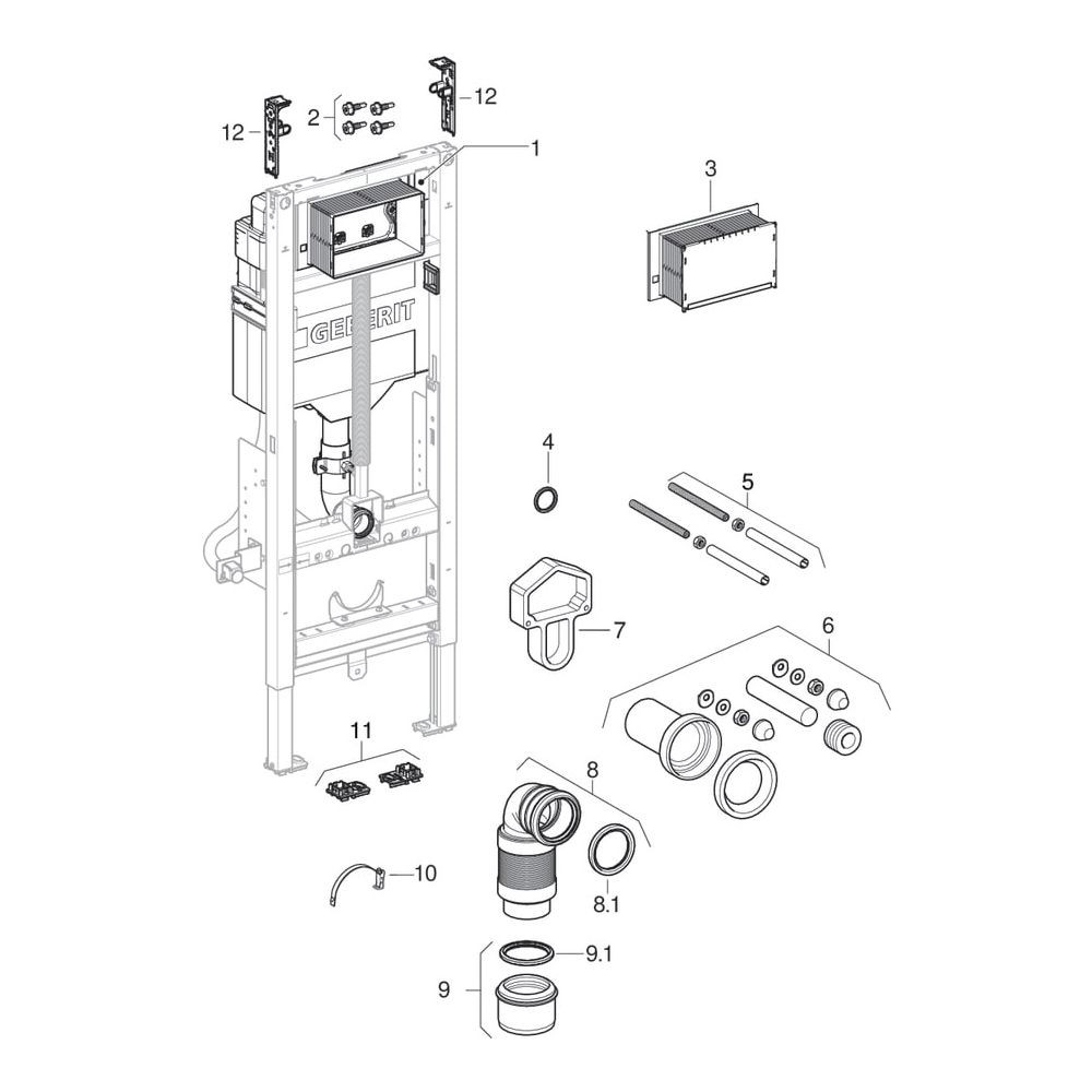 Geberit Duofix Element für Wand-WC, 112cm, mit Sigma UP-Spülkasten 12cm, barrierefre... GEBERIT-111396006 4064746029844 (Abb. 7)
