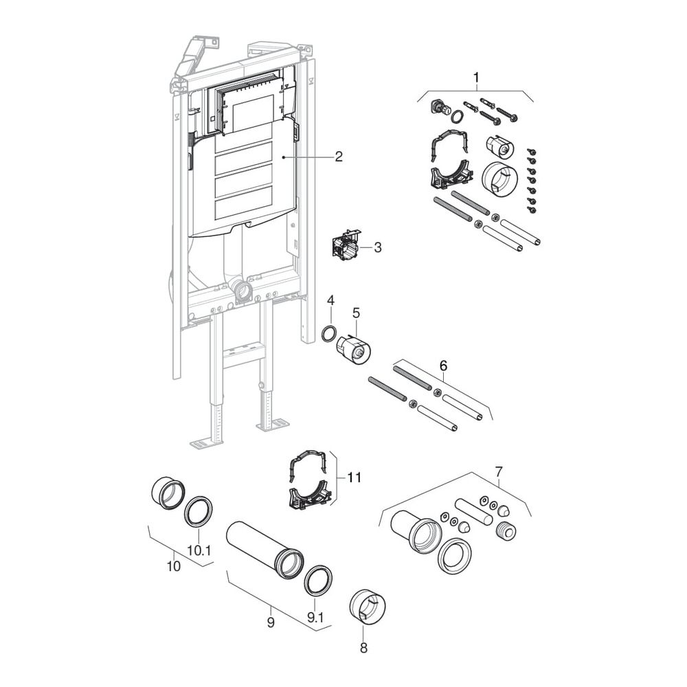 Geberit Duofix Element für Wand-WC 112cm mit Sigma Unterputzspülkasten 12cm, Ecklösu... GEBERIT-111390006 4064746029837 (Abb. 6)