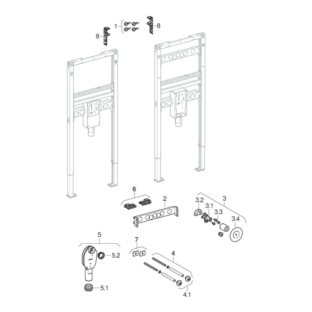 Geberit Duofix Element für Waschtisch 130cm für Metall-/Holzständerw., Wandarmatur A... GEBERIT-111477002 4064746030024 (Abb. 6)