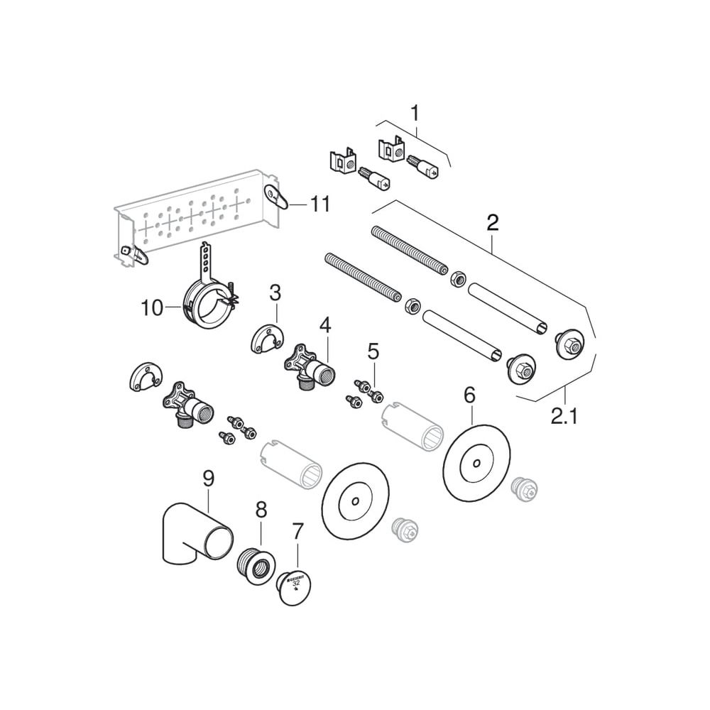 Geberit GIS Montageelement Waschtisch, für Standarmatur, Stahl, 7,6x24,8x4,5cm, 4614... GEBERIT-461430001 4025416500759 (Abb. 8)