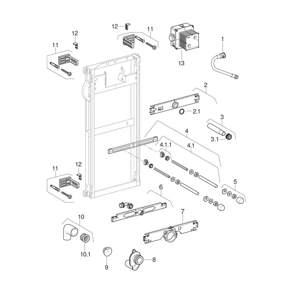 Geberit Kombifix Montageelement für Urinal, 109-127cm, Stahl, sendzimirverzinkt, 45... GEBERIT-457611001 4025416756347 (Abb. 11)