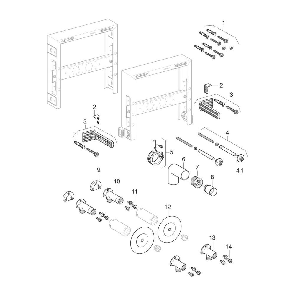 Geberit Kombifix Montageelement für Waschtisch, 40x35x8cm, Stahl, verzinkt, 45743000... GEBERIT-457430001 4025416500858 (Abb. 9)