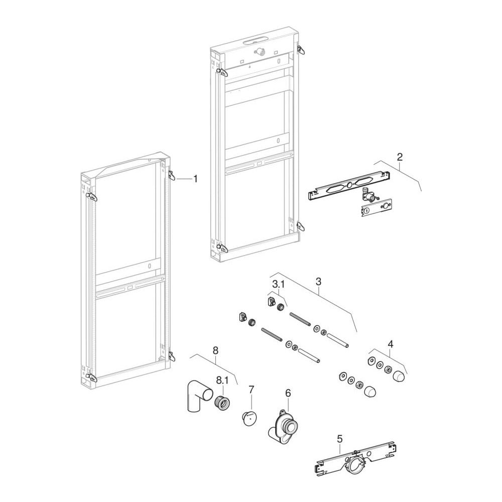 Geberit GIS Element für Urinal, 114cm, universell, für Aufputz-Druckspüler... GEBERIT-461686001 4025416801696 (Abb. 9)