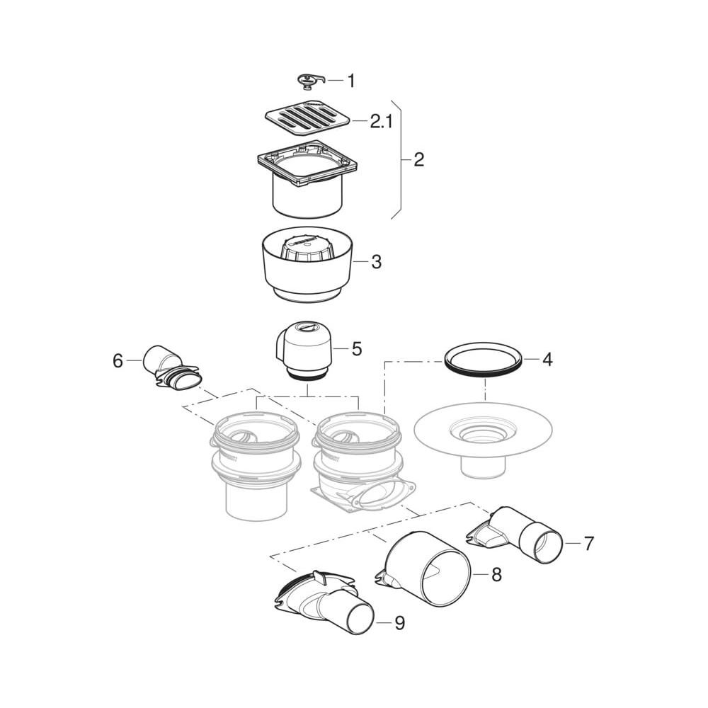 Geberit Bodenablauf Varino, vertikal, DN 110, 14,6-19,3cm, Edelstahl, 388022001... GEBERIT-388022001 4025416580737 (Abb. 8)