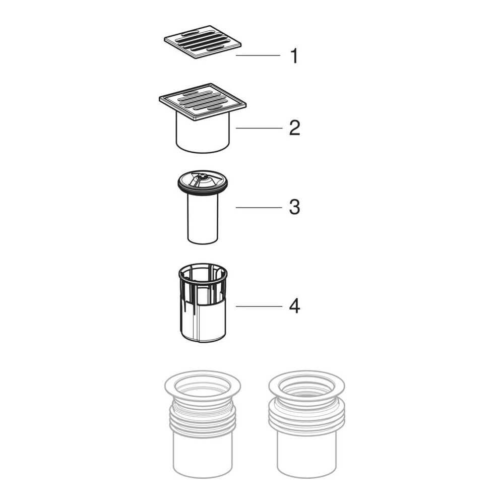 Geberit Bodenablauf Varino, 1,1l/s, 10x10cm, PP, Edelstahl 304, 388060001... GEBERIT-388060001 4064746094064 (Abb. 6)