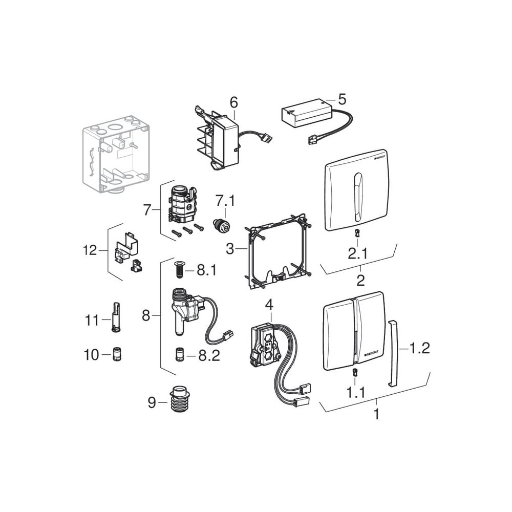 Geberit Urinalsteuerung mit elektron. Spülauslösung, Netzbetrieb, Abdeckplatte aus K... GEBERIT-115817115 4025416190998 (Abb. 9)