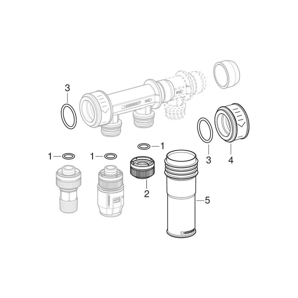 Geberit Verteiler mit Steckanschluss, Verteilerabgang für Schnellkupplung CW617N, da... GEBERIT-653423001 4025416722755 (Abb. 7)