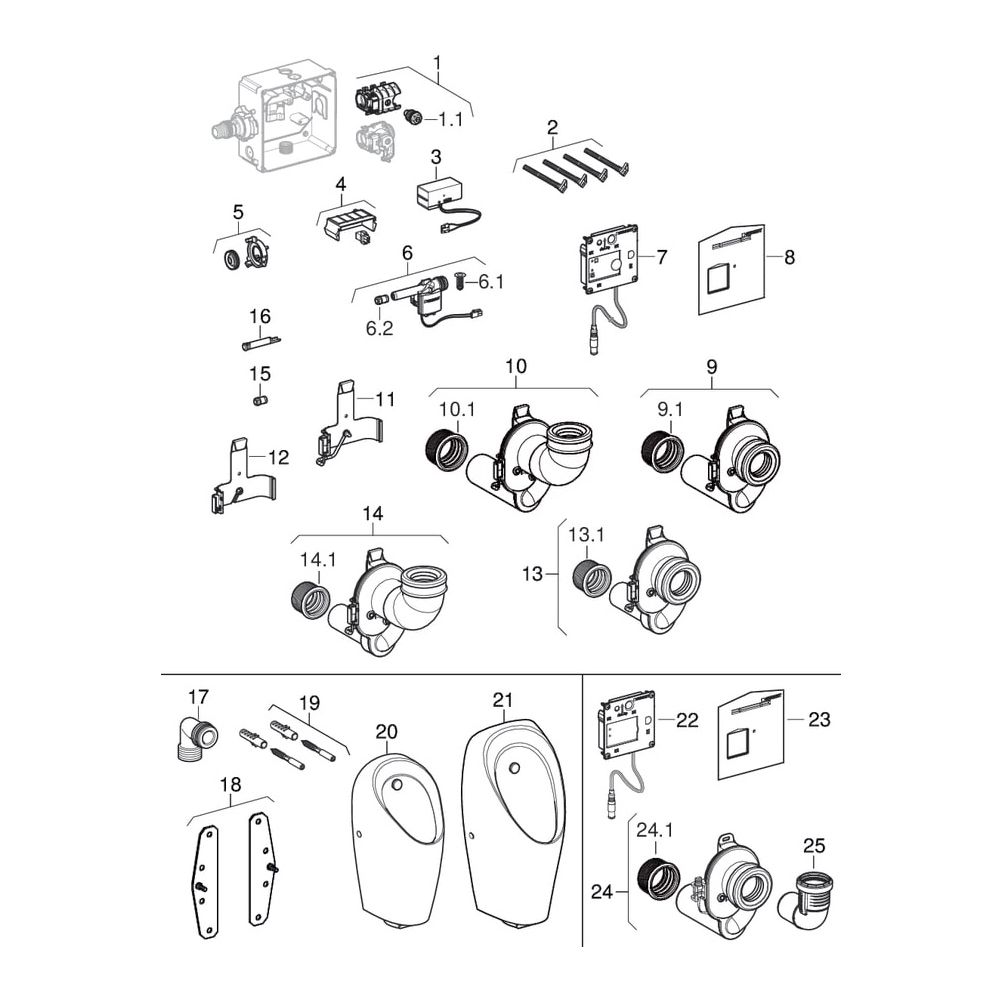 Geberit GIS Element für Urinal, 114-132cm, universell, für verdeckte Urinalsteuerung... GEBERIT-461689001 4025416801832 (Abb. 9)