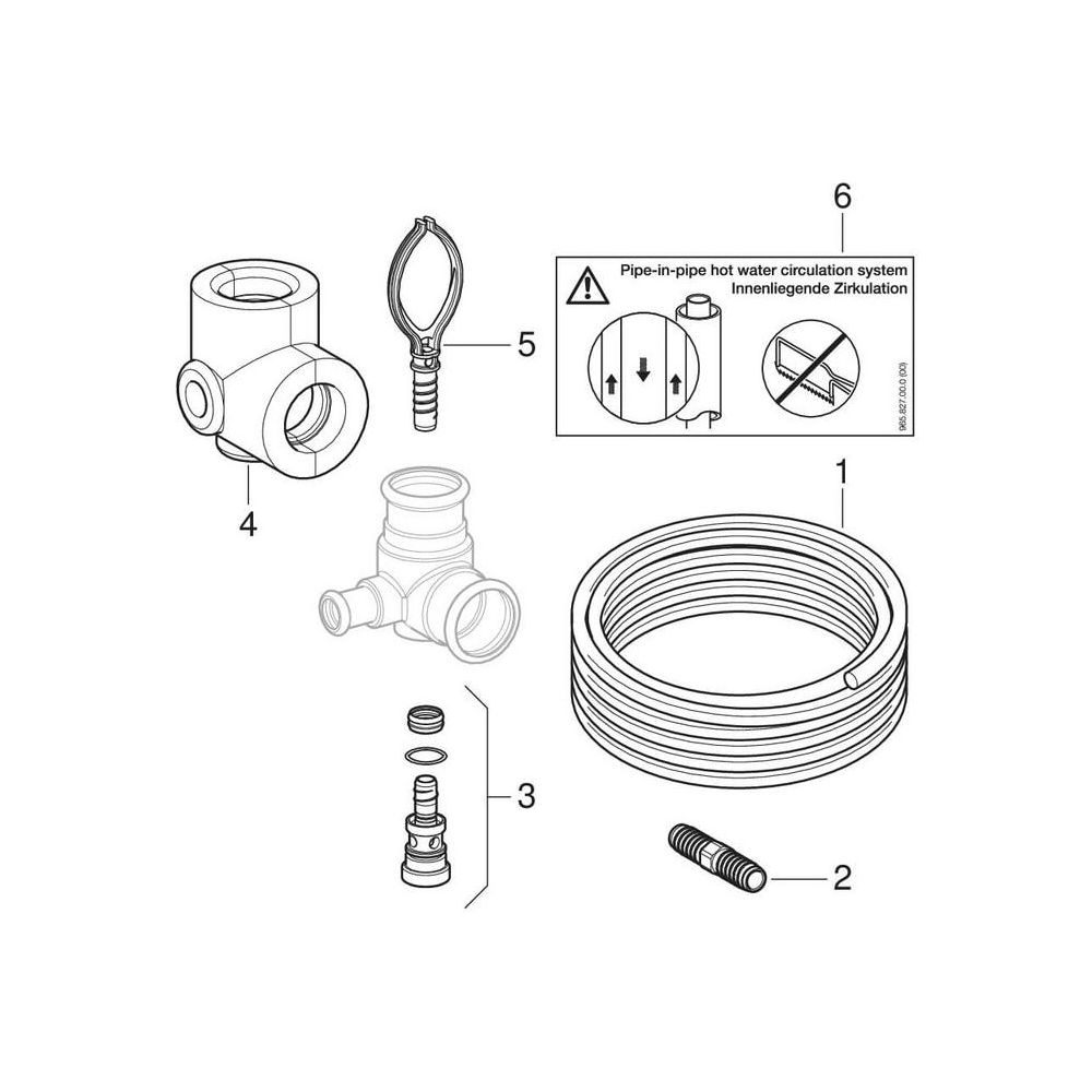 Geberit Mapress Anschlussset für innenliegende Zirkulation, d 35mm, d1 15mm, Rotguss ble... GEBERIT-61276 4024723612766 (Abb. 8)