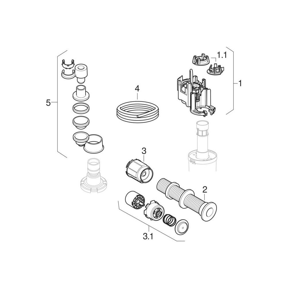 Geberit WC-Steuerung pneumatisch, 1-Mengen-Auslösung, gekontert, für Anstalten, Hoch... GEBERIT-115943211 4025416097785 (Abb. 8)