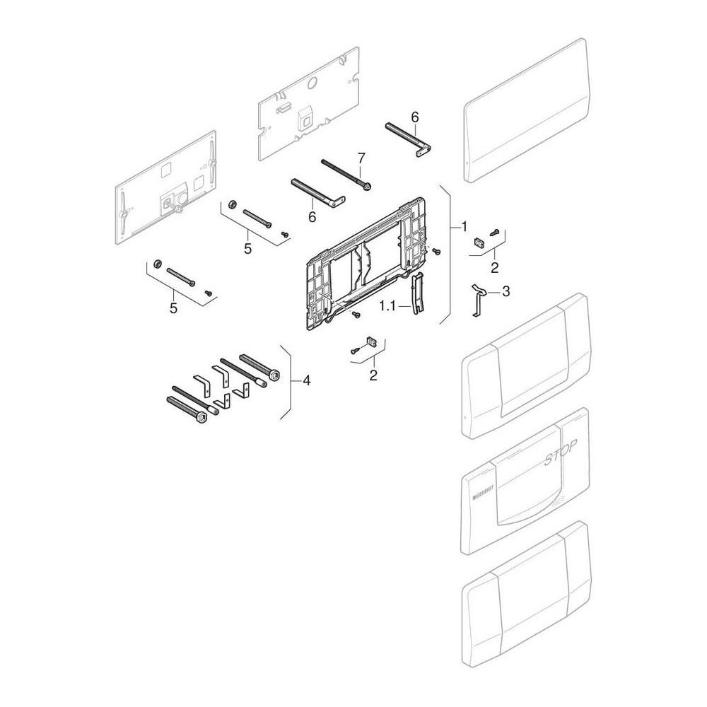 Geberit Twinline Abdeckplatte verschraubbar gebürstet... GEBERIT-115398001 4025416005407 (Abb. 8)