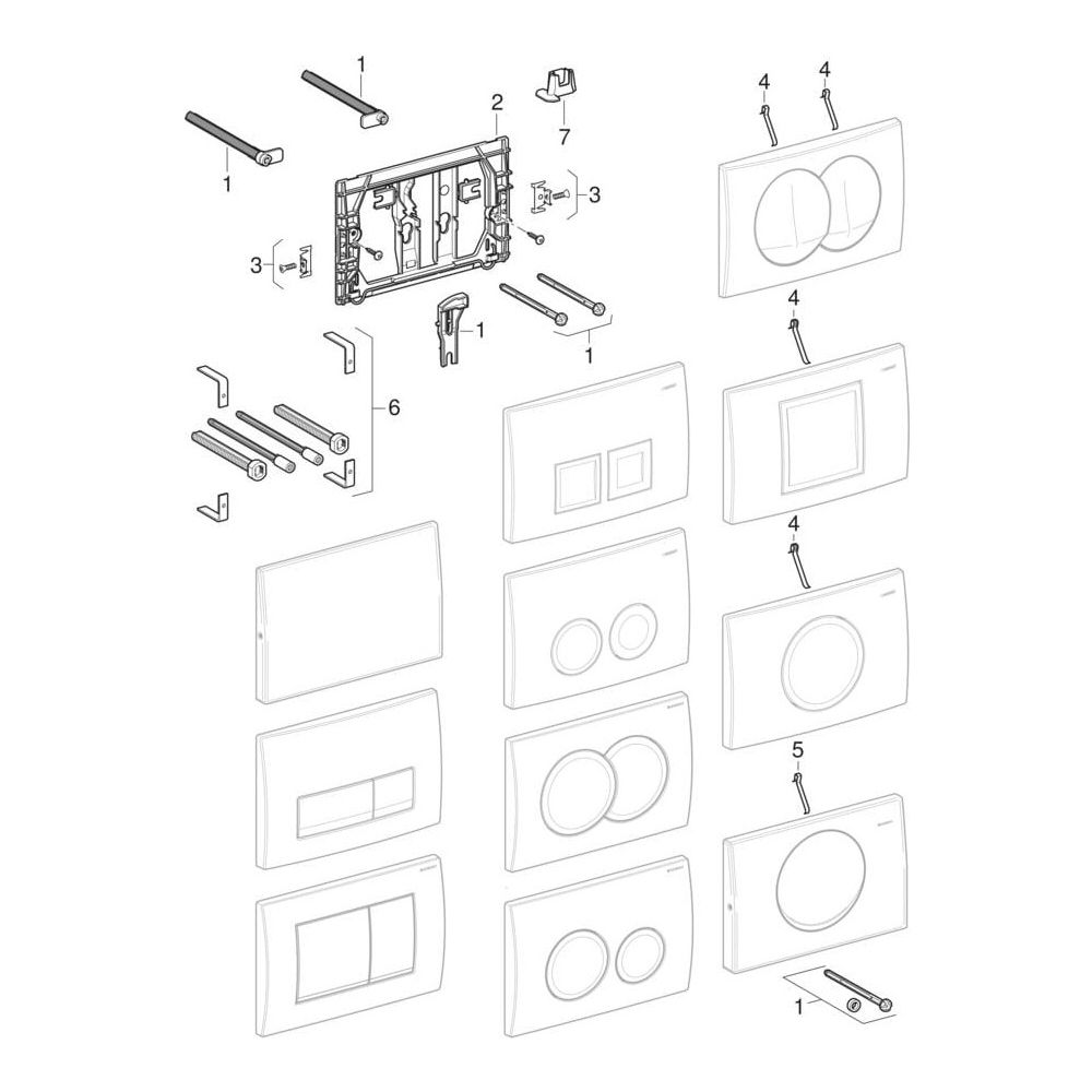 Geberit Delta 25 Drückerplatte, 2-Mengen-Spülung, Mattverchromt... GEBERIT-115125465 4025410652942 (Abb. 9)