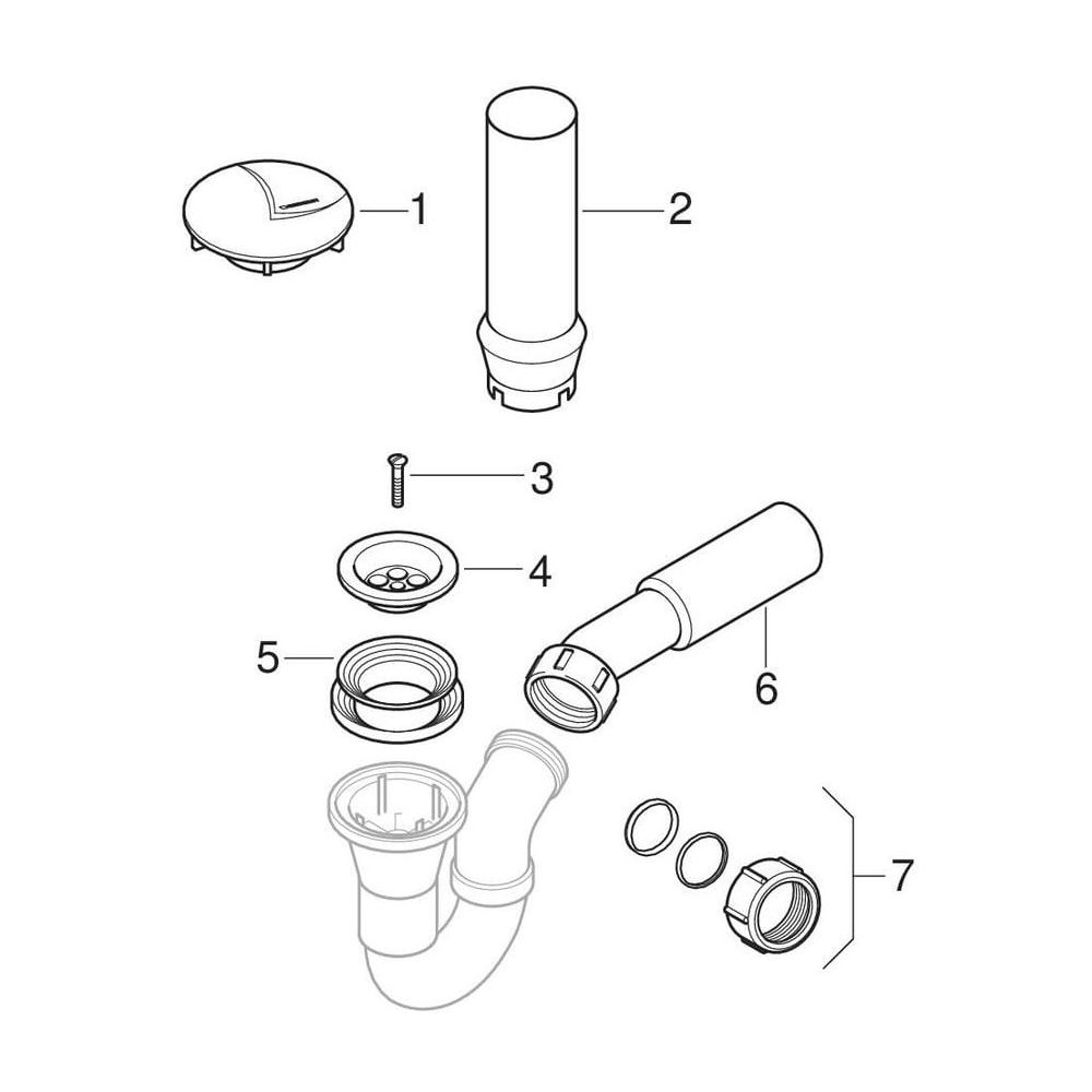 Geberit Duschwannenablauf d 52mm, Anschlussbogen, d 50mm, d1 40mm... GEBERIT-150058001 4025416013440 (Abb. 8)
