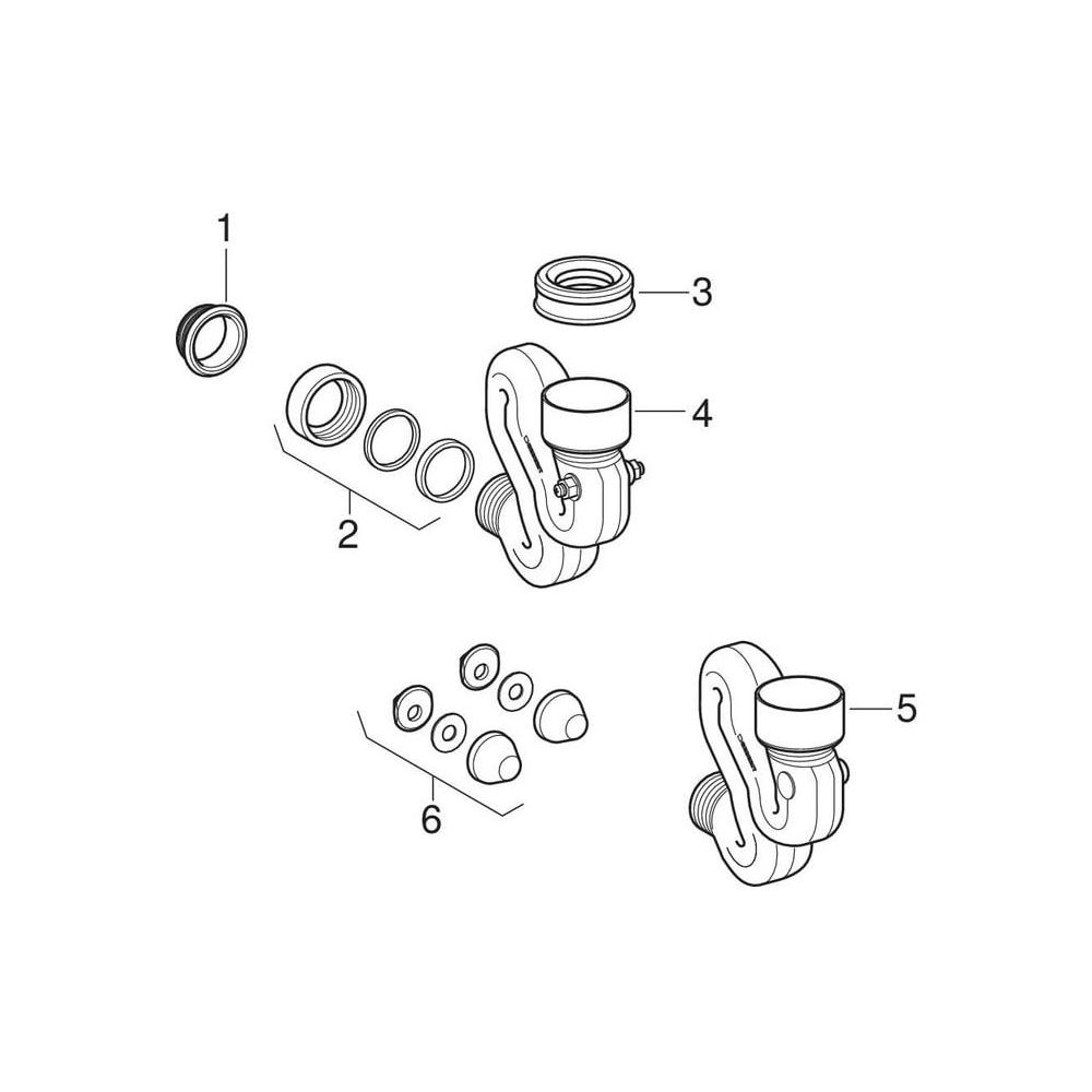Geberit Schneckengeruchsverschluss für Urinal, mit Montagezubehör, Abgang horizontal... GEBERIT-152942111 4025416322252 (Abb. 8)