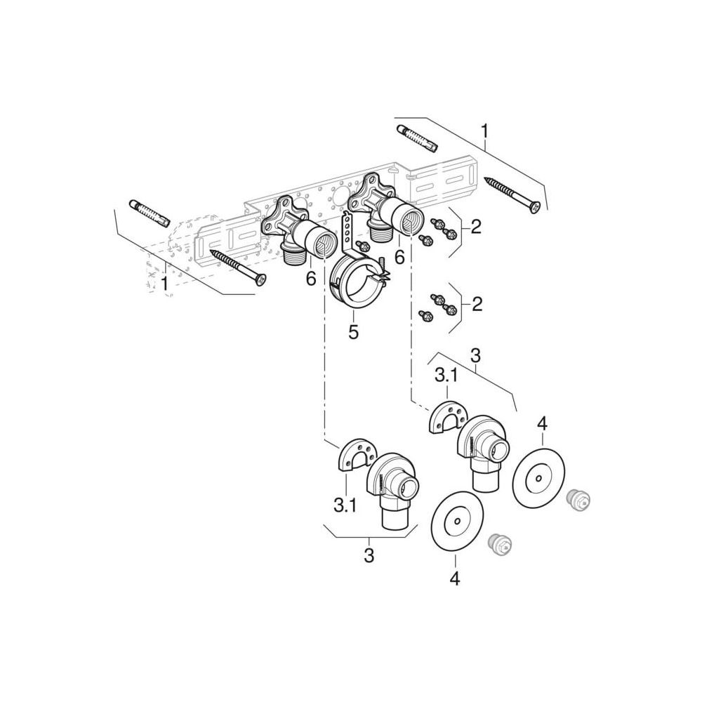 Geberit Anschlusswinkel 90 Grad mit Außengewinde MF 1/2" vormontiert zweifach RMF 1/... GEBERIT-632853002 4025410760104 (Abb. 8)
