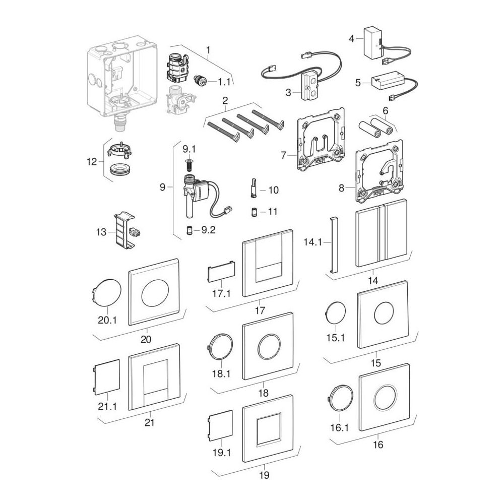 Geberit Mambo Abdeckplatte Urinalsteuerung mit elektronischer Spülauslösung, Netz, g... GEBERIT-116023FW1 4025416940531 (Abb. 8)