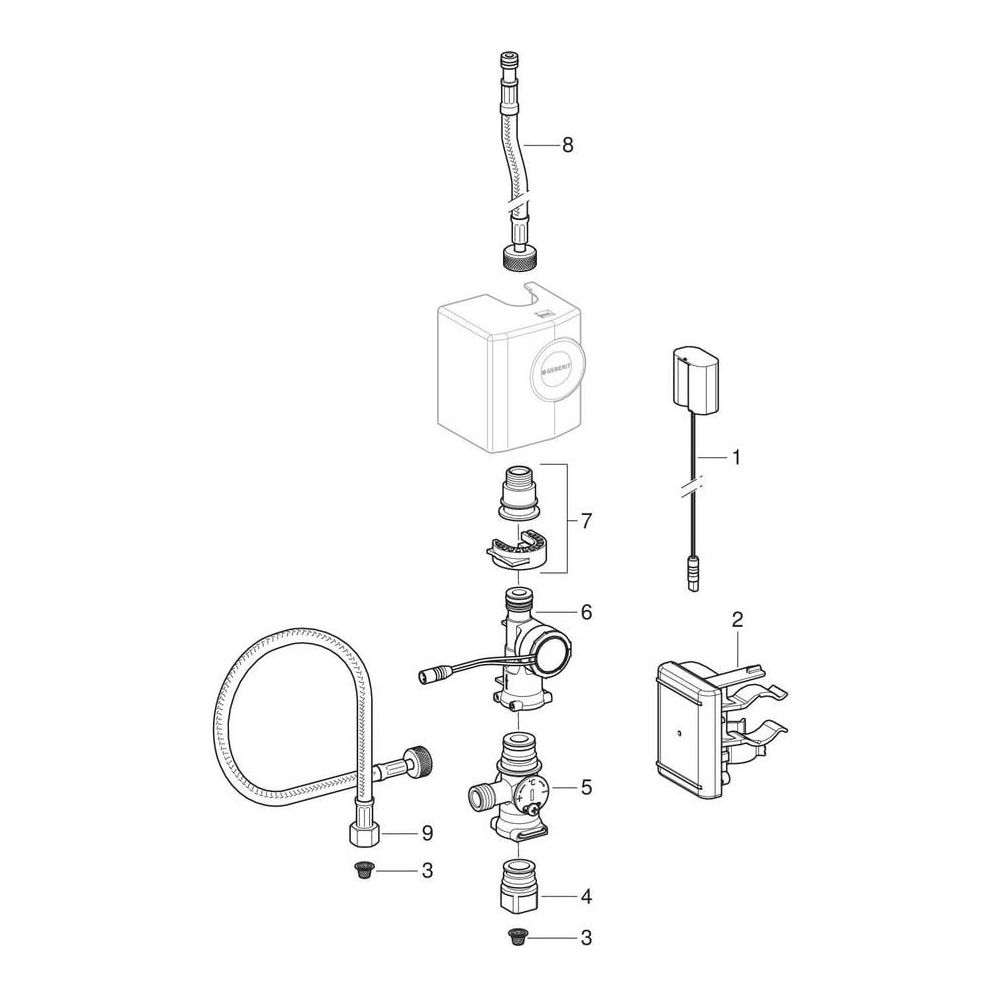 Geberit Typ 185 Waschtischarmatur Generatorbetrieb, Hochglanz verchromt, ohne Mische... GEBERIT-116335211 4025416149392 (Abb. 9)