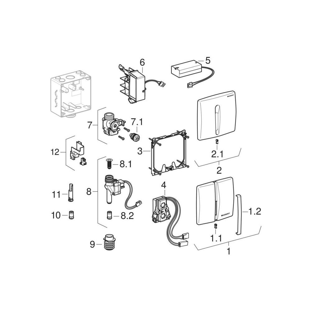 Geberit Urinalsteuerung mit elektron. Spülauslösung, Netzbetrieb, Abdeckplatte aus Z... GEBERIT-115802115 4025416190639 (Abb. 8)