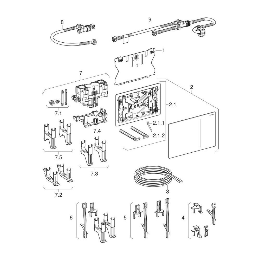 Geberit Sigma 70 Drückerplatte, 2-Mengen-Spülung, für Sigma Unterputzspülkasten 12cm... GEBERIT-115620JL1 4025410947062 (Abb. 8)