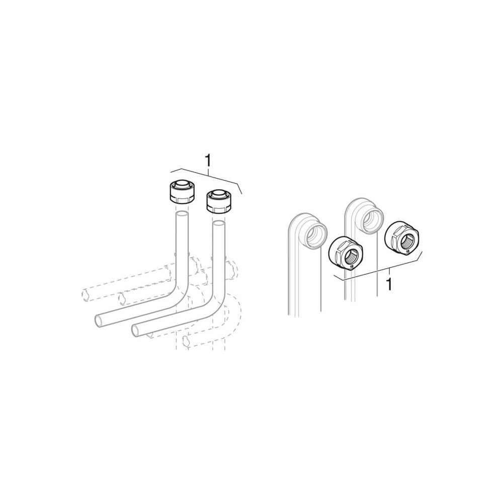 Geberit Mepla Set Anschluss-T-Stücke für Vor-/Rücklauf, mit Anschlussverschraubung f... GEBERIT-612361227 4025410584991 (Abb. 8)