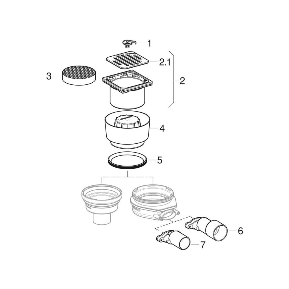 Geberit Varino Bodeneinlauf horizontal, d50 d 50mm... GEBERIT-388032001 4025416353126 (Abb. 5)