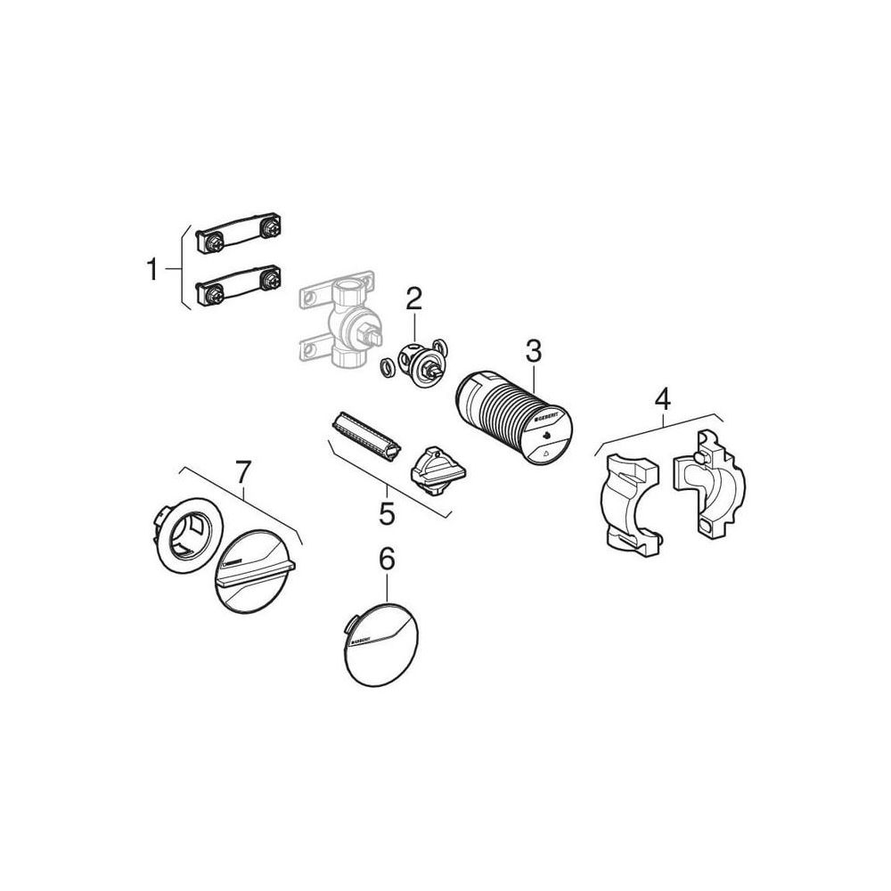 Geberit UP-Kugelhahn mit Befestigung, Rp 3/4″, PN 10 bar, Rotguss bleifrei... GEBERIT-616043001 4025416594567 (Abb. 6)