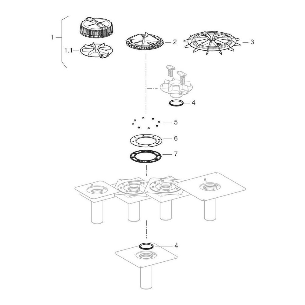 Geberit Pluvia Dachwassereinlauf mit Anschlussblech Laubfang aus Aluminiumguss, Abla... GEBERIT-359129001 4025416558088 (Abb. 5)