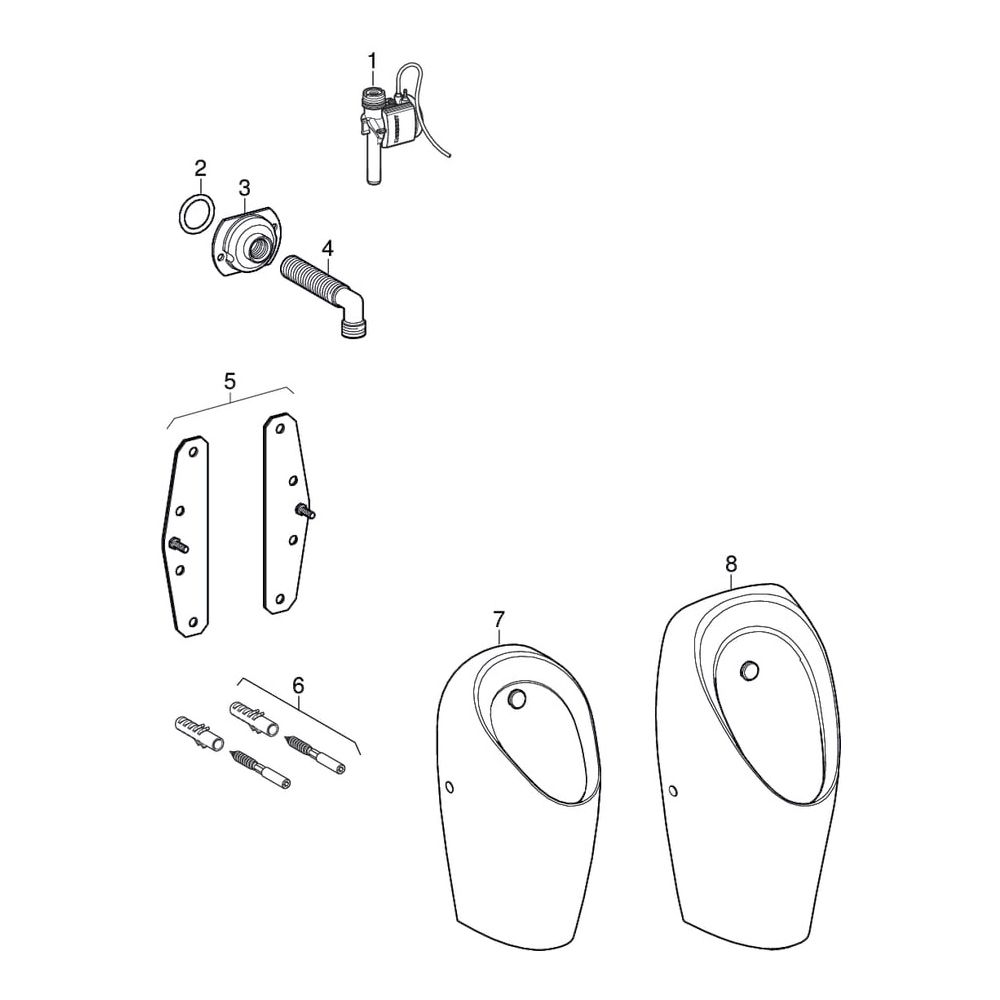 Geberit Renovierungsset für Urinalsteuerung pneumatisch, Drückerplatte 13x13cm, für ... GEBERIT-115912001 4025416695714 (Abb. 4)