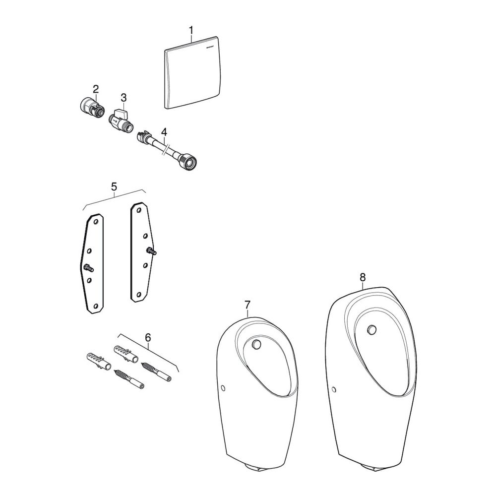 Geberit Renovierungsset für Urinalsteuerung, Drückerplatte 16x16cm, für Montageeleme... GEBERIT-115928001 4025416695837 (Abb. 4)