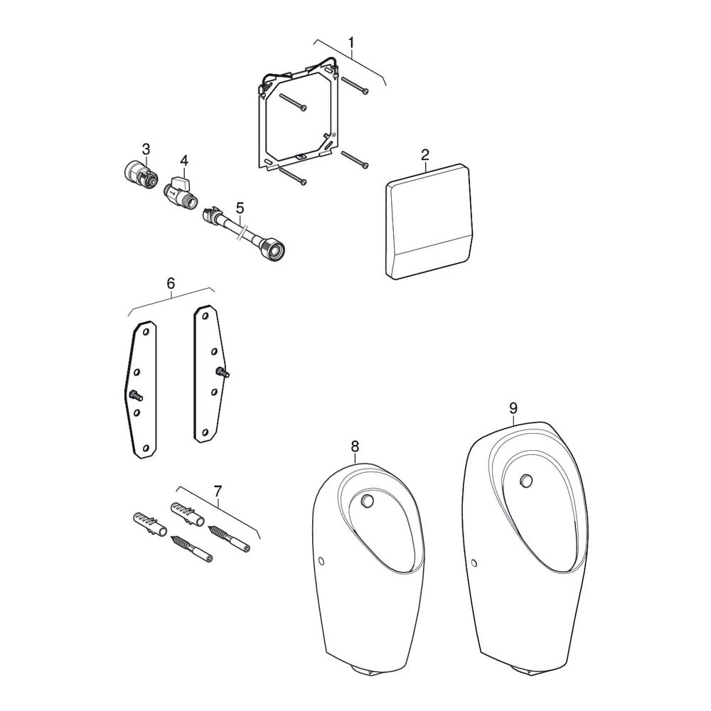Geberit Renovierungsset für Urinalsteuerung, Abdeckplatte oder Drückerplatte 18x21cm... GEBERIT-115998001 4025416696001 (Abb. 4)