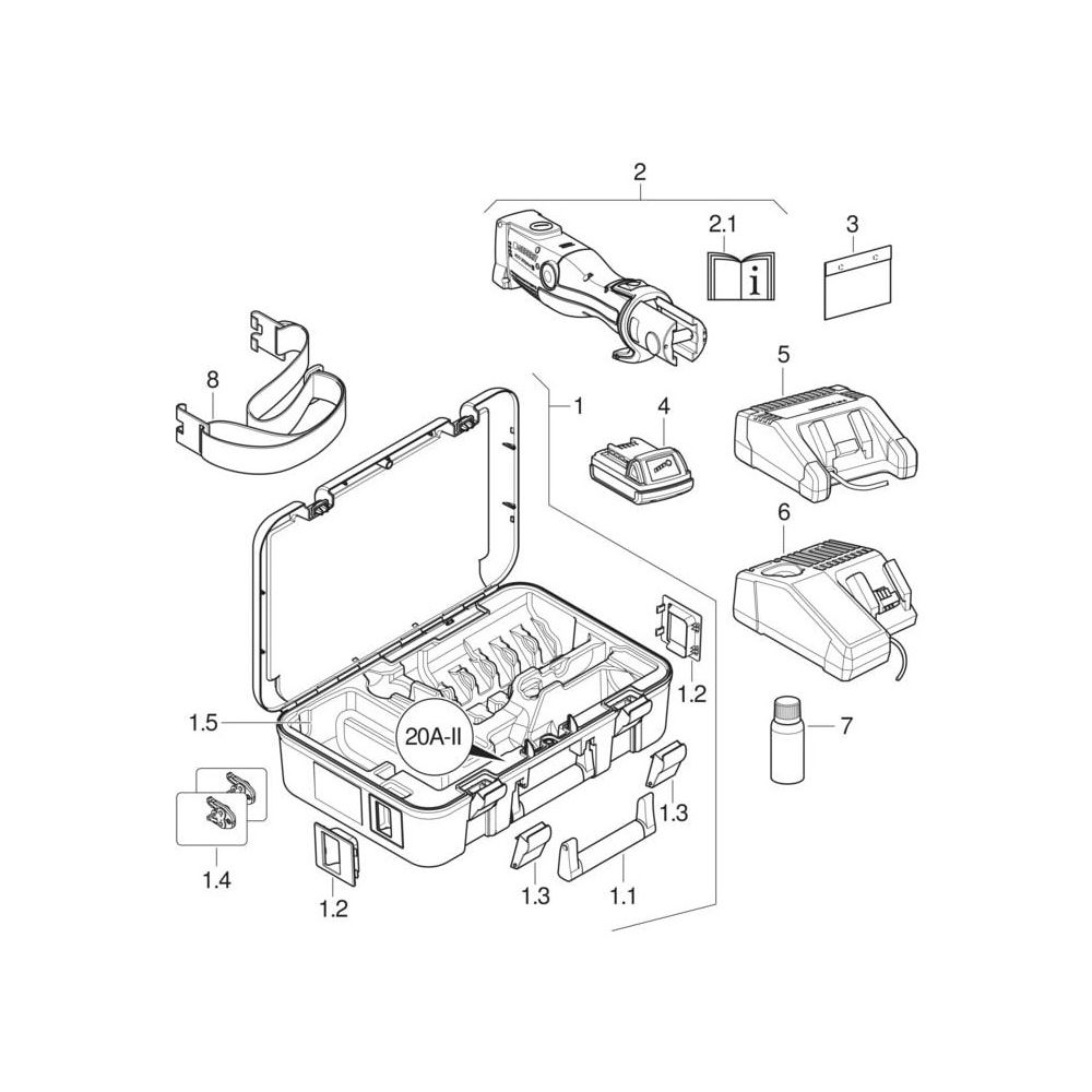 Geberit ACO 203plus Pressgerät Typ 2 im Koffer, 230V/50-60 Hz Steckertyp CEE 7/16 Le... GEBERIT-691218P12 4025416285830 (Abb. 6)