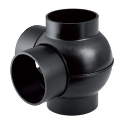 Geberit PE Kugelabzweig 88,5 Grad zweifach, Anschlüsse 90 Grad versetzt d 110mm, d1 ... GEBERIT-367335161 4025416031321 (Abb. 1)